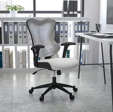 Flash Furniture High Back Designer White Mesh Executive Swivel Ergonomic Office Chair with Adjustable Arms