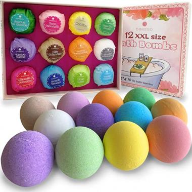 Bath Bombs Gift Set 12 pcs - Relaxing Self Care Spa Kit for Women and Men with​ Essential Oils - ​Upgrade Your ​Shower ​Time to Luxury