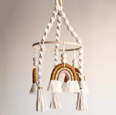 Rainbow Baby Mobile Hanging Macrame Baby Mobile Rainbow Neutral Baby Crib Mobile Kids Room Nursery Decor