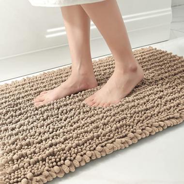 Color G Chenille Bath Mat Rug, 24x59 Luxury Bathroom Mats, Shaggy Bathroom Rugs, Soft and Absorbent, Machine Wash Dry, Non Slip Bath Mat for Bathroom Rug, Tub, Shower, Beige