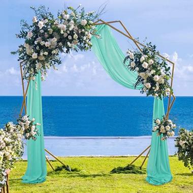 2 Panles Mint Chiffon Wedding Arch Drapes 21FT Chiffon Fabric Drapery for Arbor Wedding Archway Sheer Swag for Wedding Arch Decorations Great for Ceremony Ceiling Decor Backdrop Teal