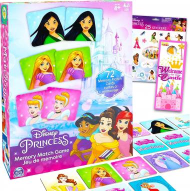 Disney Princess Educational Toy Bundle Disney Princess Memory Game Set - Disney Princess Matching Game with Disney Stickers and More (Disney Learning Toy)