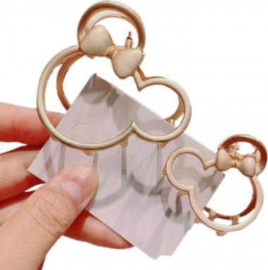 Large Metal Hair Claw Clips (2-Pack), Mouse Lady Thick Hair Barrette, Hollow Non-slip Hair Catch Jaw Clamp for Women Girls