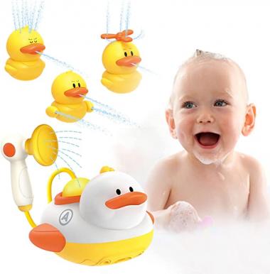 Happytime Snap Baby Shower Head for Bath – Baby Bath Shower Head Duck – Toddler Shower Toy Bath Sprayer – Kids Shower Head with Suction Cups, Water Safe Battery Compartment