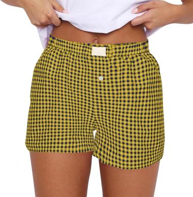 Pajama Shorts for Women Button Down Plaid mid Rise Capri Leggings Cotton Elastic y2k Soft Boxer Loose Bermuda Shorts