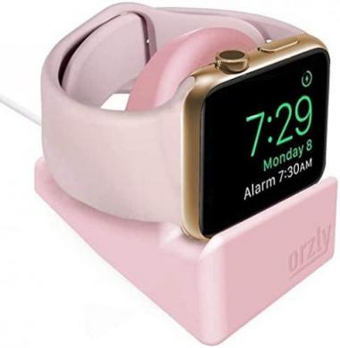 Orzly Compact Stand Designed for Apple Watch - Nightstand Mode Compatible - Integrated Cable Management Slot (for Series 4 Series 3 Series 2 Series 1-38mm 42mm 40mm 44mm) - Pink