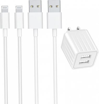 [Apple MFi Certified] iPhone Charger, Veetone 2 Pack 6FT Lightning to USB Fast Charging Data Sync Transfer Cord & Dual Port USB Wall Charger Plug Compatible with iPhone 12/12 Pro/11/XS/XR/X 8 7 6/iPad