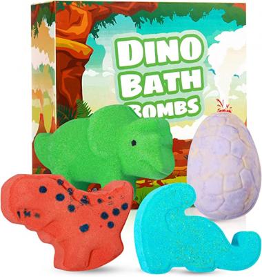 4 Pack Dinosaur Bath Bombs Kids Dinosaur Egg Bubble Bath Bomb Dino Fizzy Balls Dinosaur Bath Toys for Boys Girls Birthday Christmas Easter Gift