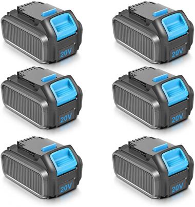 6 Pack 6.0Ah 20V Battery Replacement for Dewalt 20V Battery DCB206 DCB205 DCB204 DCB205-2 DCB200 6000mAh Higher Capacity Compatible with Dewalt 20V Max XR Power Tools DCD/DCF/DCG Series Battery Grey