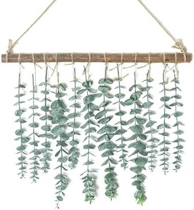 Bathroom Decor Artificial Eucalyptus Wall Hanging Decor-Fake Eucalyptus Leaves Greenery Farmhouse Rustic Wall Hanging for Wedding，Bedroom，Kitchen，Nursery,Party Boho Home Decorations（Green）