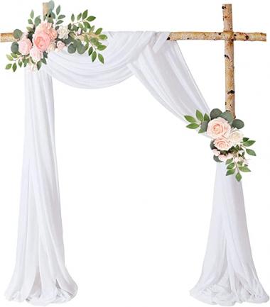 Wedding Arch Draping Fabric,1 Panel 18FT White Wedding Arch Drapes Chiffon Fabric Drapery Wedding Arch Decorations for Ceremony Reception Party Ceiling Backdrop