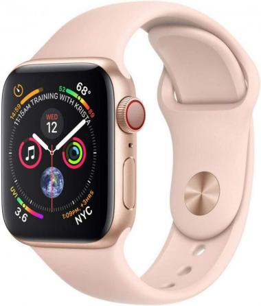 Apple Watch Series 4 (GPS + Cellular, 40MM) - Gold Aluminum Case with Pink Sand Sport Band (Renewed)