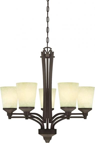 Westinghouse Lighting 6307100 Malvern Five-Light Indoor Chandelier, Oil Rubbed Bronze Finish with Smoldering Scavo Glass