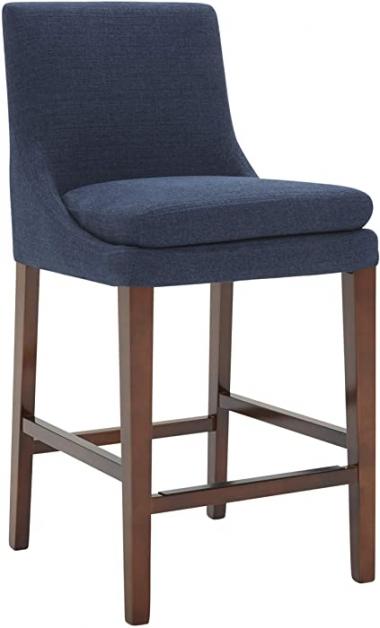 Amazon Brand – Stone & Beam Elise Upholstered Counter-Height Barstool, 38.6"H, Midnight Blue