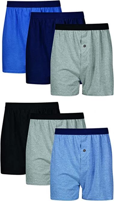 Hanes Men's Jersey Boxers 6-Pack, Soft Knit Boxers, Moisture-Wicking Jersey Boxers, 6-Pack (Colors May Vary)