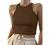 Artfish Women Casual Basic Sleeveless High Neck Rib-Knit Y2k Crop Tank Top