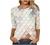 Summer 3/4 Sleeve Shirt Landscape Painting Pattern Top for Womens Three Quarter Sleeve Pullover Round Neck Tee