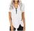 Womens Casual Crew Neck Button Side T Shirts Tops Solid Color Asymmetric Split Hem Long Sleeve Pullover Tunic Blouses