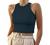 KAMISSY Women Basic Crew Neck Crop Tank Top Solid Rib-Knit Binding Crop Top