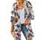 Women's Floral Print Puff Sleeve Kimono Cardigan Loose Cover Up Casual Blouse Tops