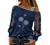 Women Casual Dandelion Printed Long Sleeve Cold Shoulder Tops Sexy Mesh Sheer Boat Neck Loose T-Shirts Jumper Pullover