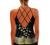 Women Halter Summer Tops Back Crisscross Sleeveless Tank Top Loose Casual Floral Print Camis Camisole Shirts Blouse