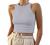 KAMISSY Women Basic Crew Neck Crop Tank Top Solid Rib-Knit Binding Crop Top