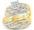 10k Yellow Gold Mens and Ladies Couple His & Hers Trio 3 Three Ring Bridal Matching Engagement Wedding Ring Band Set - Round Diamonds - Princess Shape Center Setting (1/4 cttw) - Please use drop down menu to select your desired ring sizes