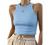 KAMISSY Women Basic Crew Neck Crop Tank Top Solid Rib-Knit Binding Crop Top