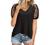 Summer Tops Womens 2022 Fashion Short Sleeve V Neck Lace Waffle Knit Shirts Loose Casual Tops Tee Blouses