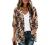 Women's Floral Print Puff Sleeve Kimono Cardigan Loose Cover Up Casual Blouse Tops