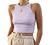 KAMISSY Women Basic Crew Neck Crop Tank Top Solid Rib-Knit Binding Crop Top