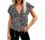 Womens T-Shirts Ruffle Drawstring Short Sleeve Summer Tops Boho Floral Print Chiffon Babydoll Shirt Blouse Tunic