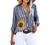 Astylish Womens V Neck Striped Roll up Sleeve Button Down Blouses Top