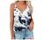 Womens Summer Tops Fashion V-Neck Spaghetti Strap Tank Tops Trendy Camisole Loose Fit Blouse Shirts with Cute Printing