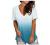 Womens Tops Summer V Neck T Shirt Rolled Sleeve Side Split Casual Short Sleeve Printing Tee Tops Loose Workout Tops