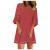 iDWZA Women Casual Crewneck Mesh Panel 3/4 Bell Sleeve Loose Tunic Dress