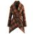 CHICWISH Women's Turn Down Shawl Collar Earth Tone Check/Black White Grid/Black/Plum Wool Blend Coat