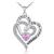 Distance Heart Necklace for Women 925 Sterling Sliver Birthstone Heart Jewelry I Love You to The Moon and Back Necklaces for Mother Girlfriend Wife with Jewelry Gift Box