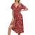 SNKSDGM Women Short Sleeve Boho Ruffle Tiered Floral Print Swing Mini Dress Casual V Neck A-Line Flowy Beach Maxi Dresses