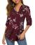 Halife Women's Roll Up 3/4 Sleeve Floral Print V Neck Tunic Blouses Tops Shirts