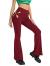 WDIRARA Women's Cut Out Wide Leg Flare Pants High Waist Stretch Self Tie Solid Long Pants