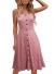 Berydress Women's Casual Beach Summer Dresses Solid Cotton Flattering A-Line Spaghetti Strap Button Down Midi Sundress