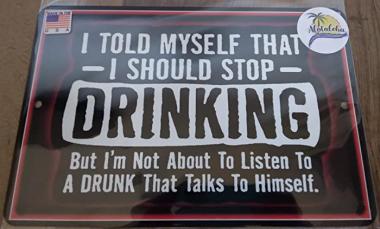 Funny Man Cave Sign 8"x12" Metal Made In The USA! Indoor / Outdoor Bar Decor Pub Office Garage Humor (Stop Drinking)