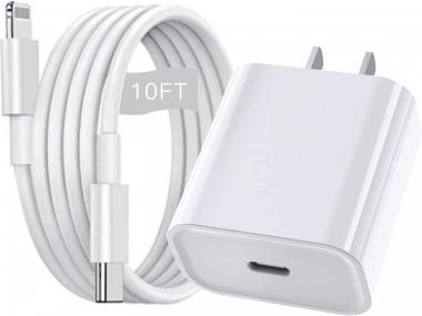 iPhone Fast Charger [Apple MFi Certified] 10FT Extra Long Fast Charging Lightning Cable with USB C Charger Block 20W PD Travel Plug for iPhone 12/12 Mini/12 Pro Max/11/11 Pro Max/SE 2020/Xs Max/XR/X