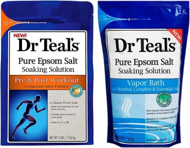 Dr. Teals Epsom Salt Soak Combo (5 lbs Total) - Pre & Post Workout with Magnesium Sulfate and Menthol, and Vapor Bath with Menthol, Camphor and Essential Oils - Treat Skin and Relieve Sore Muscles