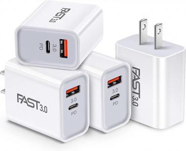 20W USB C Fast Charger[ 4-Pack] iSeekerKit Dual Port PD Power Delivery + Fast Charger 3.0 Wall Charger Block Compatible for iPhone14 13/12/Pro Max Mini XS/XR/X, 8/7/6, Pad Pro,Samsung Galaxy, Pixel