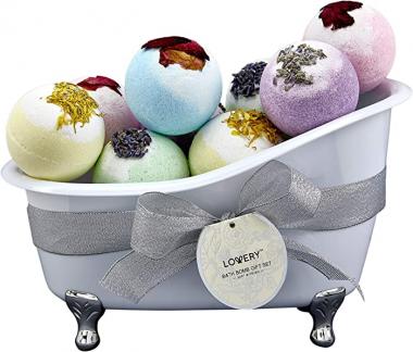 Bath Bombs Gift Set for Women and Men – 10 Oversized Two Tone Bath Fizzies with Shea & Coco Butter Dry Flower Petals – Rich Spa Bath Set in Cute Tub - Multiple Fragrances – Birthday Gifts