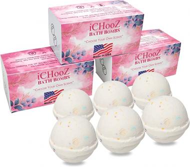 iCHooZ Pink Boxes 6 Birthday Cake Large Bath Bombs Luxurious Aromatherapy Spa Fizzies w/Moisturizing Shea Butter Sunflower Oils 3 Gift Sets for Mother Wife Girlfriend Girls Friends Women Her Birthday