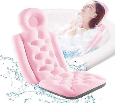 EEUK Bath Cushion for Tub for Adults Butt, Neck Support Pillow Soft Spa Neck Bathtub Cushion Luxury Bath Pillow Spa Cushion Filling Ergonomic for Full Body Comfort, Pink